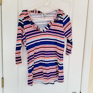 Haley and the Hound Small ruffle neck 3/4 sleeve top